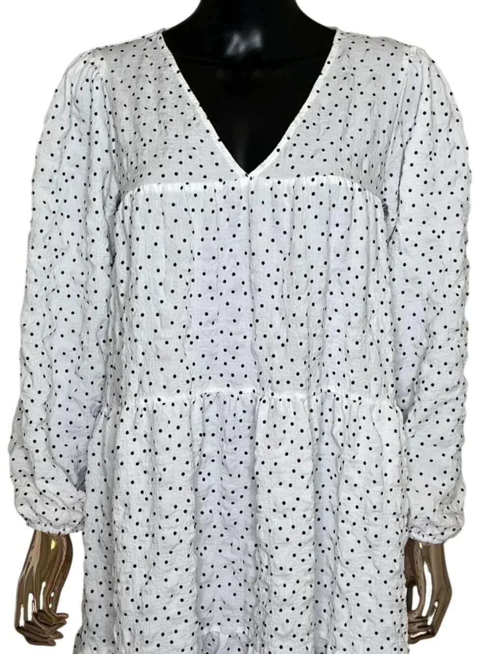 ASOS White Black Polka Dot Tiered Midi Dress Size US 8 UK 12